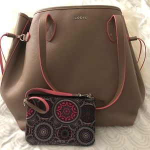 Lodis Leather Tote + wristlet